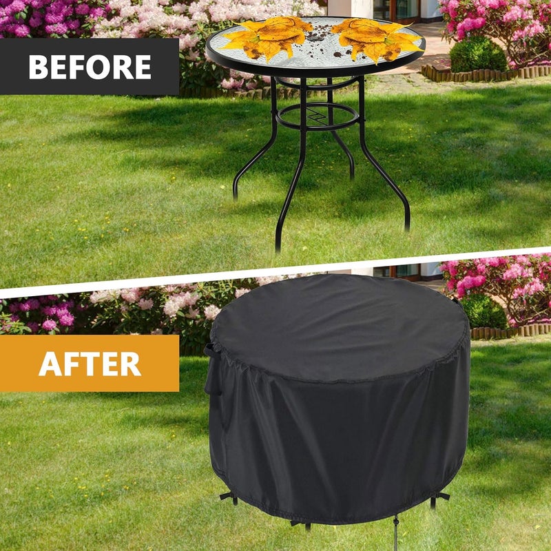 Kingling Patio Furniture Covers Waterproof, Round Patio Table Cover 54 inch Heavy Duty Outdoor Table Cover for Dining & Coffee Table Chair Set, Small Firepit Table All Weather Resistant--54''D x29''H - Image 4